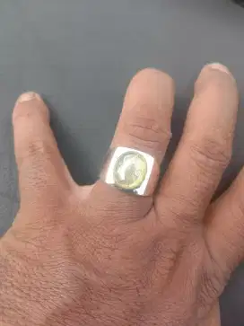 Yakut kuning srilanca 7krat ring perak suasan cod bjm