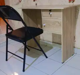Meja Kerja, Kasir + Kursi Lipat Kaki Besi Baru