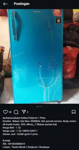 Kulkas Polytron 1 Pintu