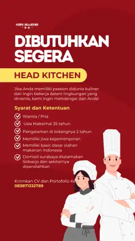 Dibutuhkan segera crew kitchen