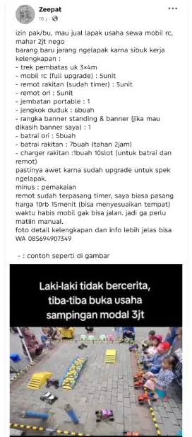 DIJUAL PAKET LAPAK MOBIL RC