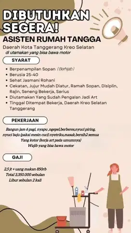 DICARI ART SEGERA YANG SESUAI KRITERIA