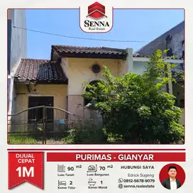 DIJUAL CEPAT BUTUH UANG RUMAH PERLU RENOVASI PURIMAS - TAMAN GIANYAR