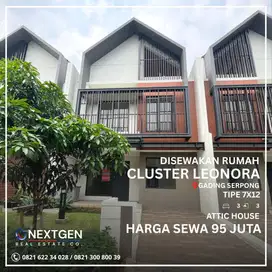 Disewakan Rumah Attic Leonora Gading Serpong 3 Lantai