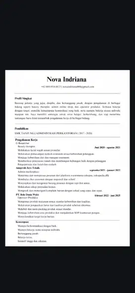 mencari pekerjaan admin onlineshop,  beauty therapist