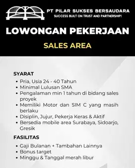 Lowongan Kerja Sales Area Surabaya Sidoarjo Gresik