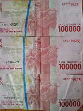 Uang asli langkah dgn nomor seri yg cantik