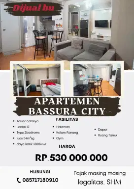 DIJUAL BU 2BR FURNISH ATAS MALL LANTAI RENDAH APART BASSURA CITY