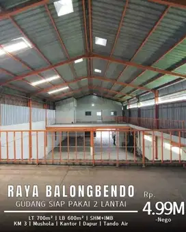 HOT GUDANG SIAP PAKAI 2 Lantai*  *Jl. Balongbendo 0 Jalan Raya*