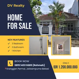 (DVP045) FOR SALE Rumah 1 lantai Di Kranggan Permai, Cibubur