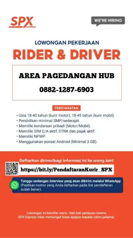 DIBUTUHKAN CEPAT KURIR MOTOR/MOBILSPX