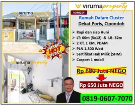 VOR0214 - Rumah Dalam Cluster, Dekat Poris, Tangerang