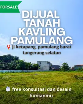 Dijual Tanah Kavling Pamulang, dekat Ke Univ pamulang, dan Tol