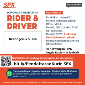 Lowongan Kurir Pengiriman Rider Driver SPX Jakarta