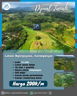 Tanah Ngargoyoso 11.6 Hektar