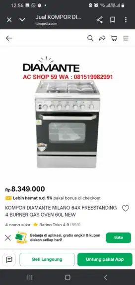 SECOND Kompor 4 Tungku + Oven