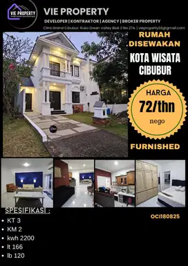 Di Sewakan Rumah Cantik Full Furnish. Kota Wisata Cibubur.