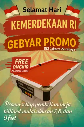 Meja Billiard 7 8 9 Feet Promo Kemerdekaan Free Ongkir biliar bilyar
