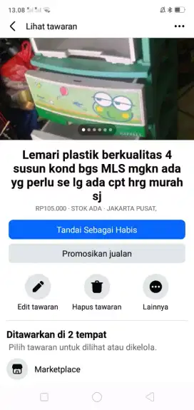 Lemari plastik 4 susun berkualitas kond MLS mgkn ada yg perlu murah sj