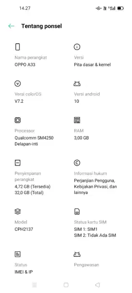 Hp oppo a33 ram 3 32