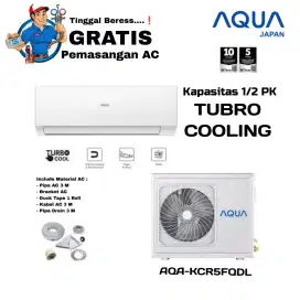 FREE PASANG! AQUA Japan AC Split 1/2 PK Turbo Cooling 05KDFL R32 AUTO