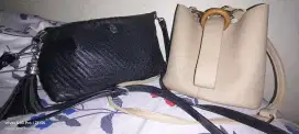 Tas second cream dan hitam