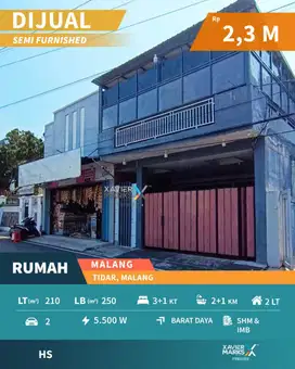 Dijual Rumah + Toko Semi Furnished di Daerah Tidar, Malang