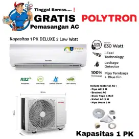 FREE PASANG! POLYTRON AC Splitc1 PK Deluxe PAC-09VH R32 Turbo Cooling