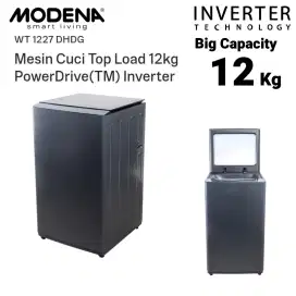 MODENA Mesin Cuci 12 Kg TOP LOADING INVERTER WT 1227 DHDG Anti Alergy