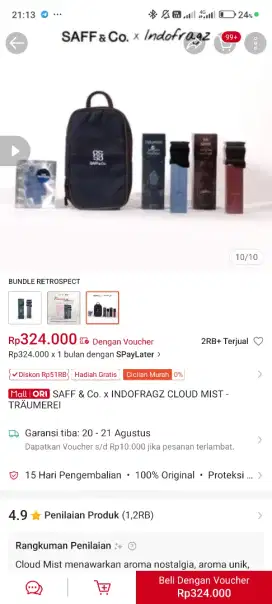 JUAL PARFUM SAFF & CO x INDOFRAGZ CLOUD MIST