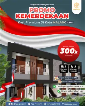 Dujual Rumah Kost Eksklusif Kamar Tidur Depan Kampus UMM Malang