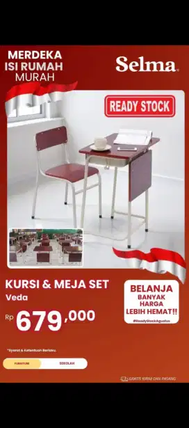 SET MEJA KURSI SEKOLAH, STOCK BERLIMPAH, LOKASI SELMA CIPINANG INDAH
