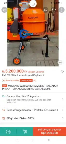 JUAL mixer pengaduk pakan ternak/molen
