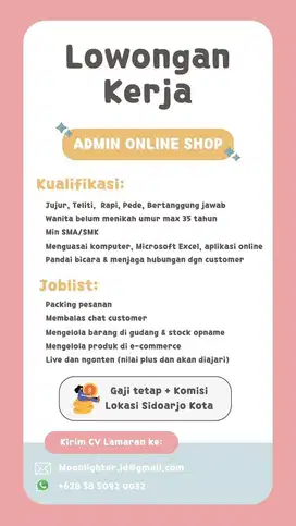 Lowongan admin online shop