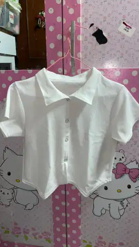 Baju kemeja crop putih