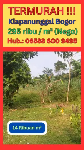 Termurah, Tanah 200 Ribuan/m2, Klapanunggal Bogor, Strategis, Nego