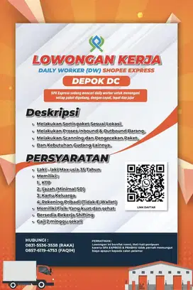 Lowongan Kerja Daily Worker Operator Reguler Shoppe