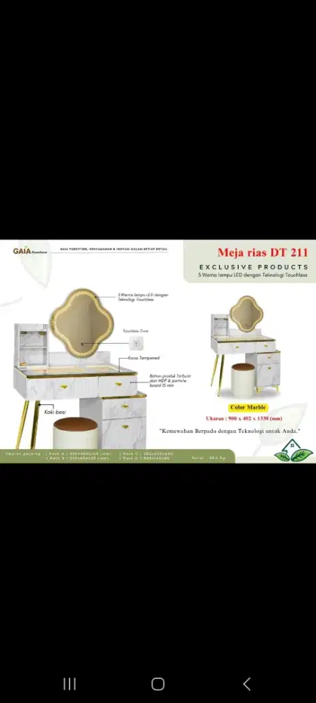 Meja rias lampu