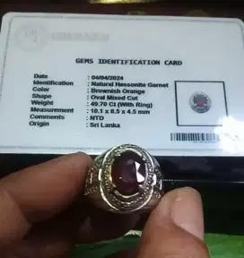 Batu cincin permata asli garnet srilanka+memo
