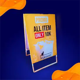Bikin banner jagrak segitiga kayu kuliner es teh jumbo murah soloraya