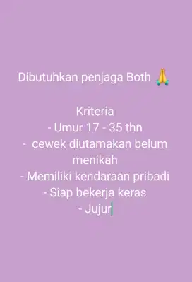 Lowongan Kerja pegawai Jaga Both