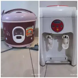 Satu set rice cooker miyako 1.8L dan dispenser miyako