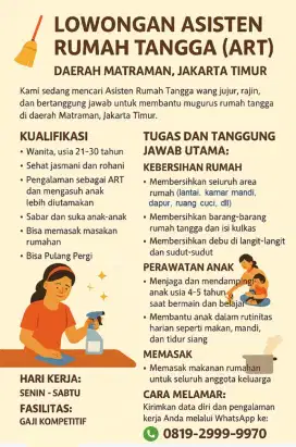 Mencari ART & Pengasuh Anak Jujur, Memiliki Pengalaman & Niat Bekerja