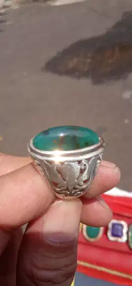 Di jual batu bacan Dim 20 ring perak uk7/8