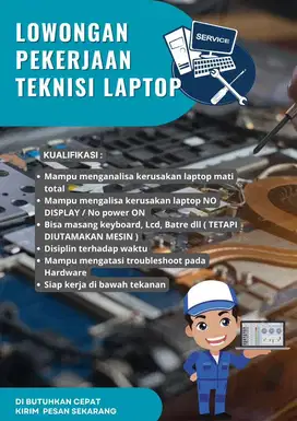Jasa Lowongan Teknisi Laptop