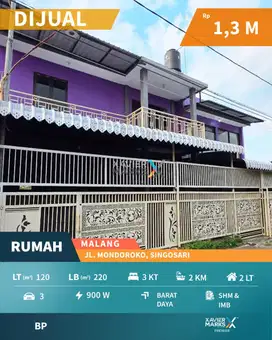 Rumah di Mondoroko Dekat Gerbang Tol Singosari Malang