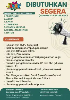 Konter HP butuh sebanyak banyaknya