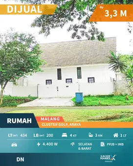 Rumah Baru American Style di Golf Araya Malang Harga Bawah Pasar