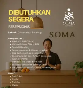 DIBUTUHKAN KARYAWAN RESEPSIONIS (TERAPIS PIJAT&REFLEKSI,CREAMBATH)