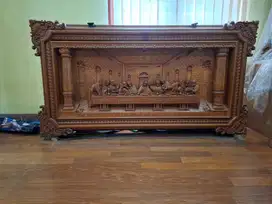 Pajangan Tembok Perjamuan Terakhir Yesus, 220cmX21cmX118cm, Jati